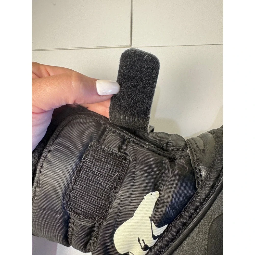 Sorel Snow Commander Kids Size 7 Black Winter Snow Boots Faux Fur Waterproof